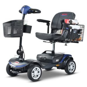 Four wheels Compact Travel Mobility Scooter with 300W Motor for Adult-300lbs, BLUE