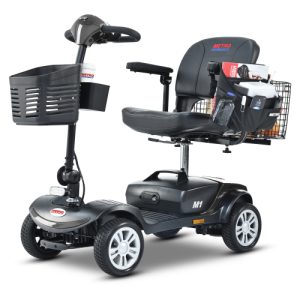 Four wheels Compact Travel Mobility Scooter with 300W Motor for Adult-300lbs, Gloss Black