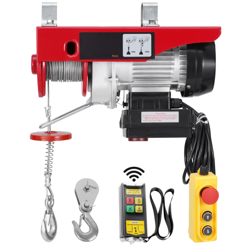 Electric Hoist Crane Winch 440 lbs 328 ft Wireless & 14 ft Wired Remote