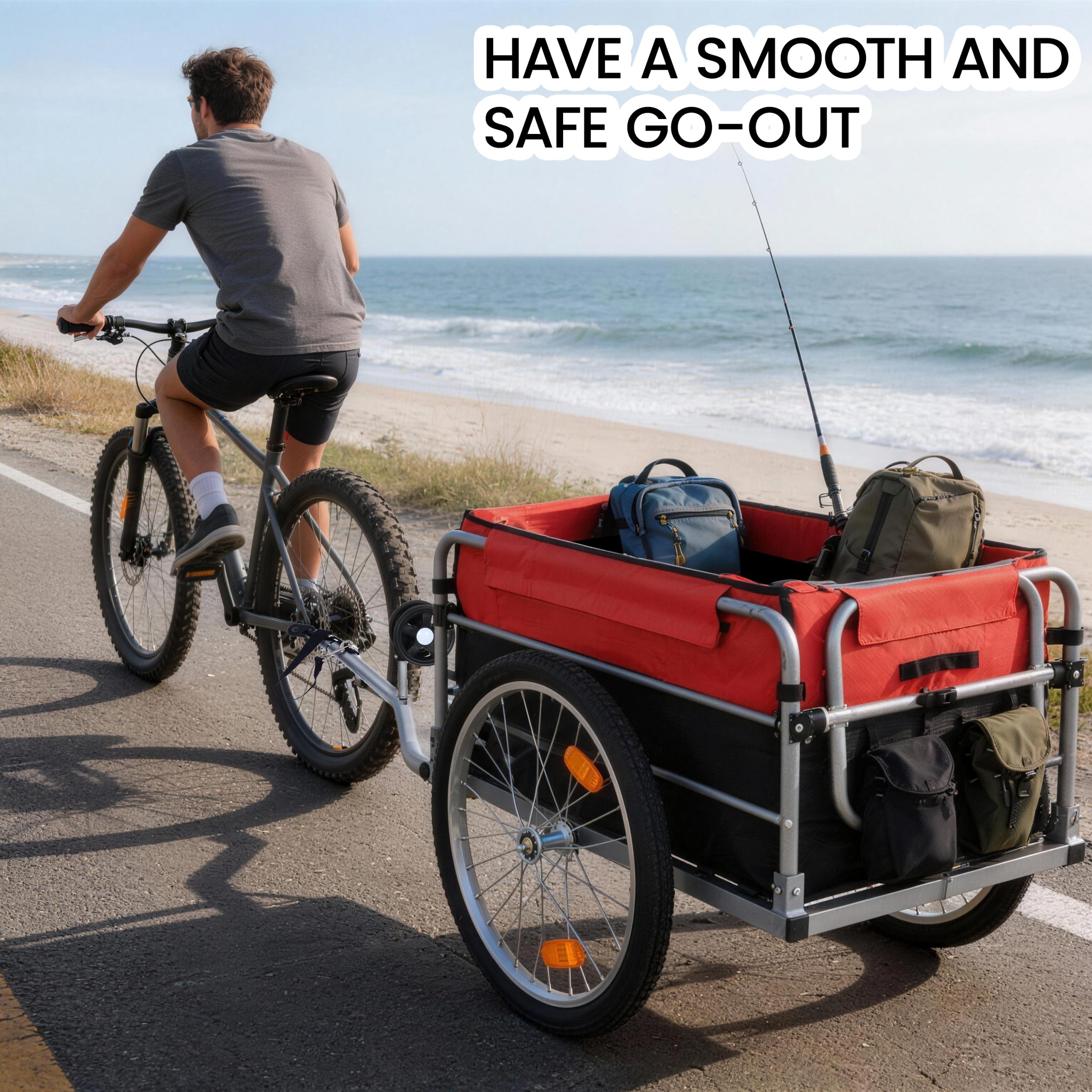 Bike Cargo Trailer, Aluminum Luggage Cart,Heavy Duty 220 lbs Bicycle Wagon Cart, 20" Whee,l Folding Groceries Hauler with Safe Hitch System, Removable Cover, Oxford Fabric for Cycling Travel