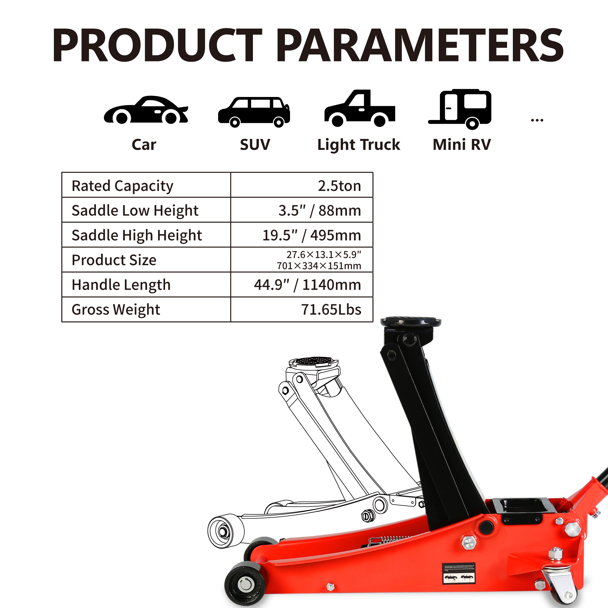 2.5 Ton Low Profile Floor Jack - Image 7