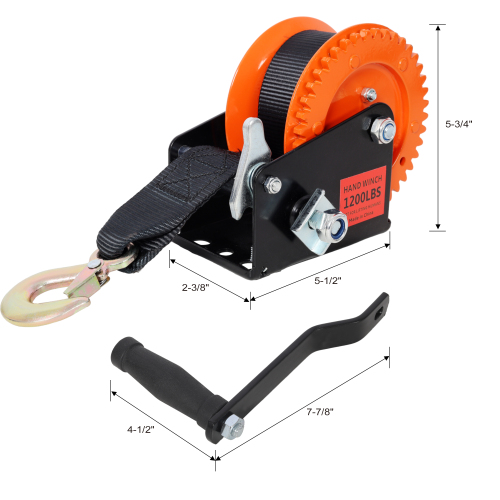 1200LBS Hand Winch,with 19.6FT Black Strap - Image 9